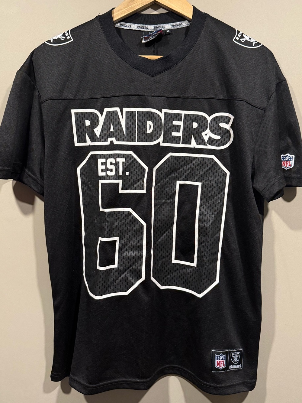 Las Vegas Raiders Men's Black 'EST. 60' Graphic Football Jersey - Mens XS